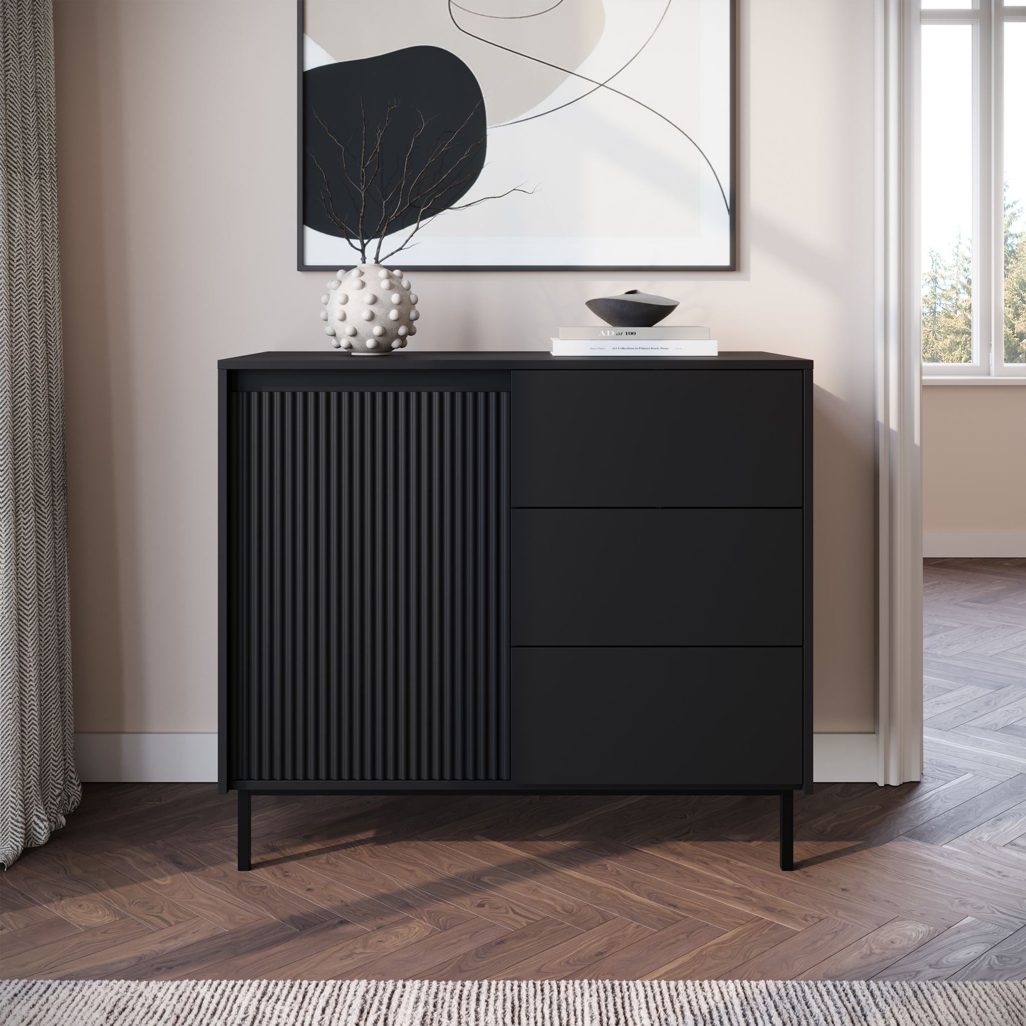 Orvana - Dressoir - Zwart - 103x50x90 cm