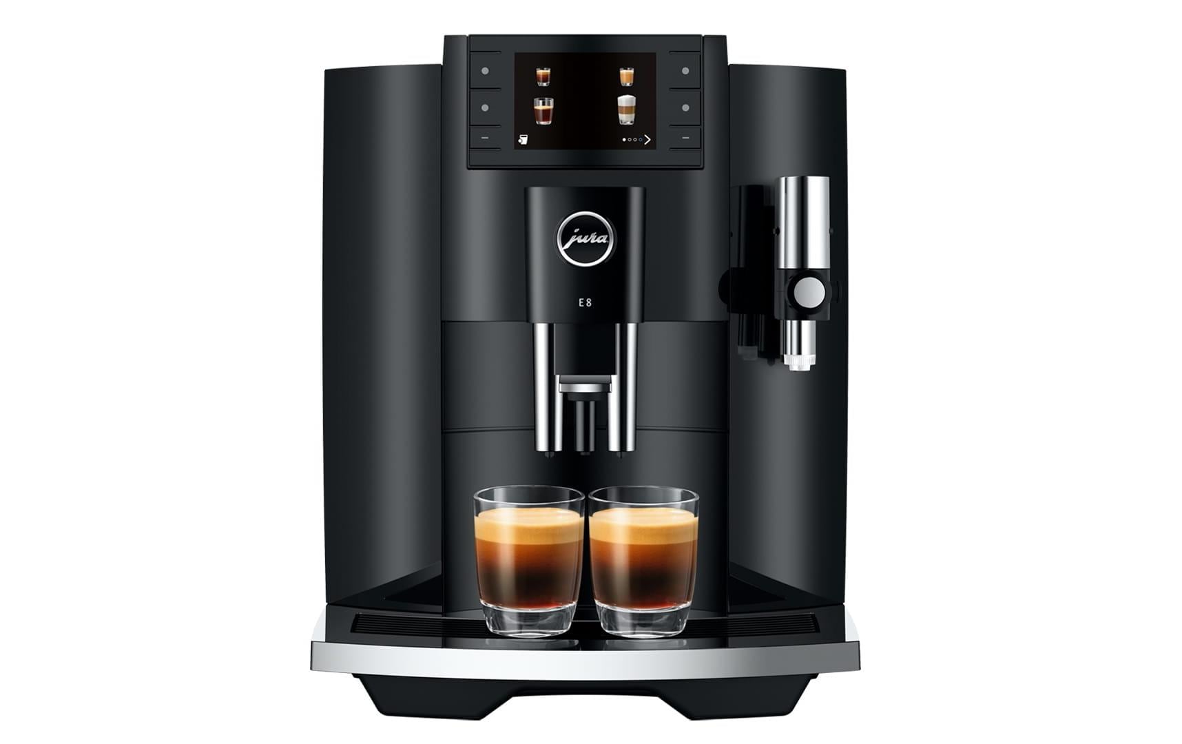 Kaffeevollautomat E8 Piano Black (SC)<br>Zwei-Tassen-Vollautomat für eine Vielzahl von Kaffeegetränken