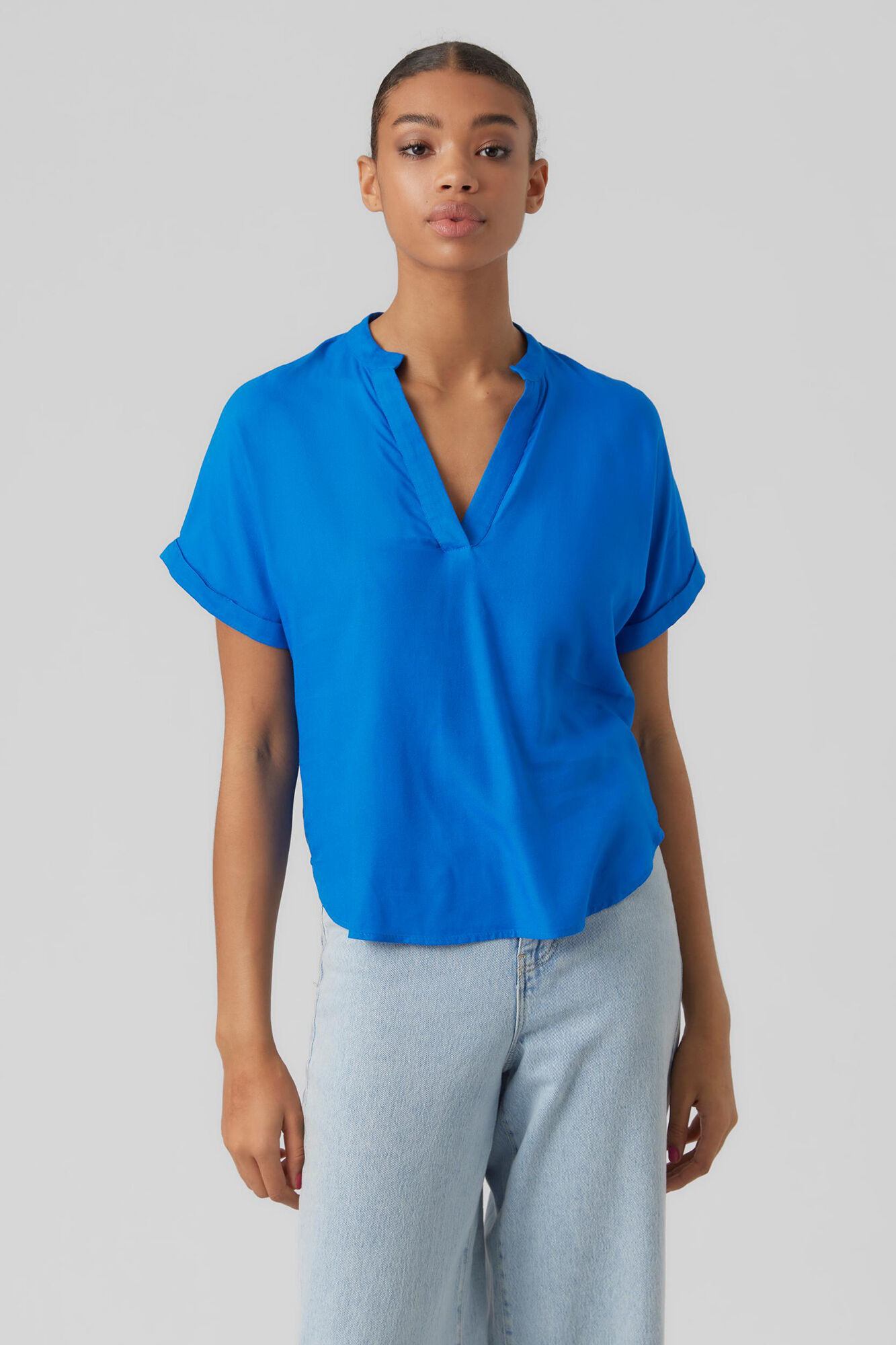 Blusa básica de manga curta - Azul