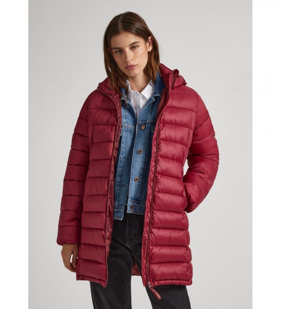 Casaco comprido Pepe Jeans Maddie, cor bordô