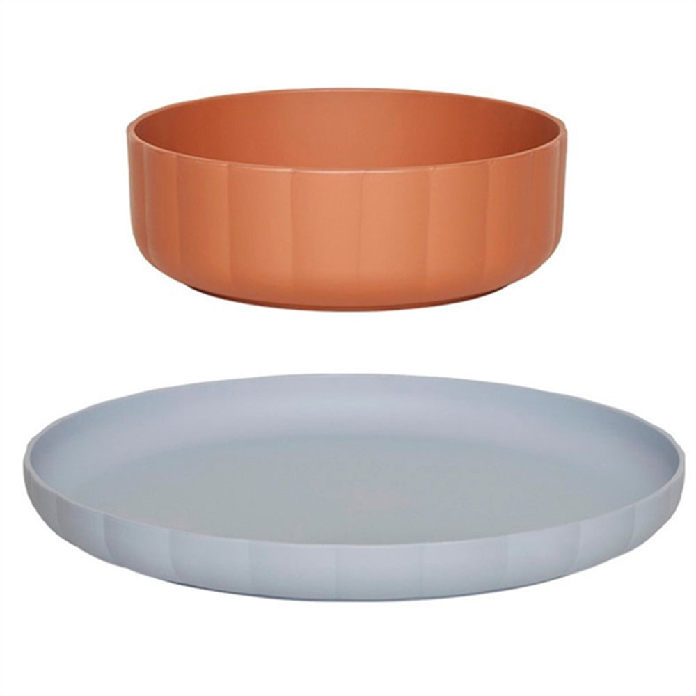 Køb OYOY Pullo Tallerken og Skål Caramel / Ice Blue | Luksusbaby