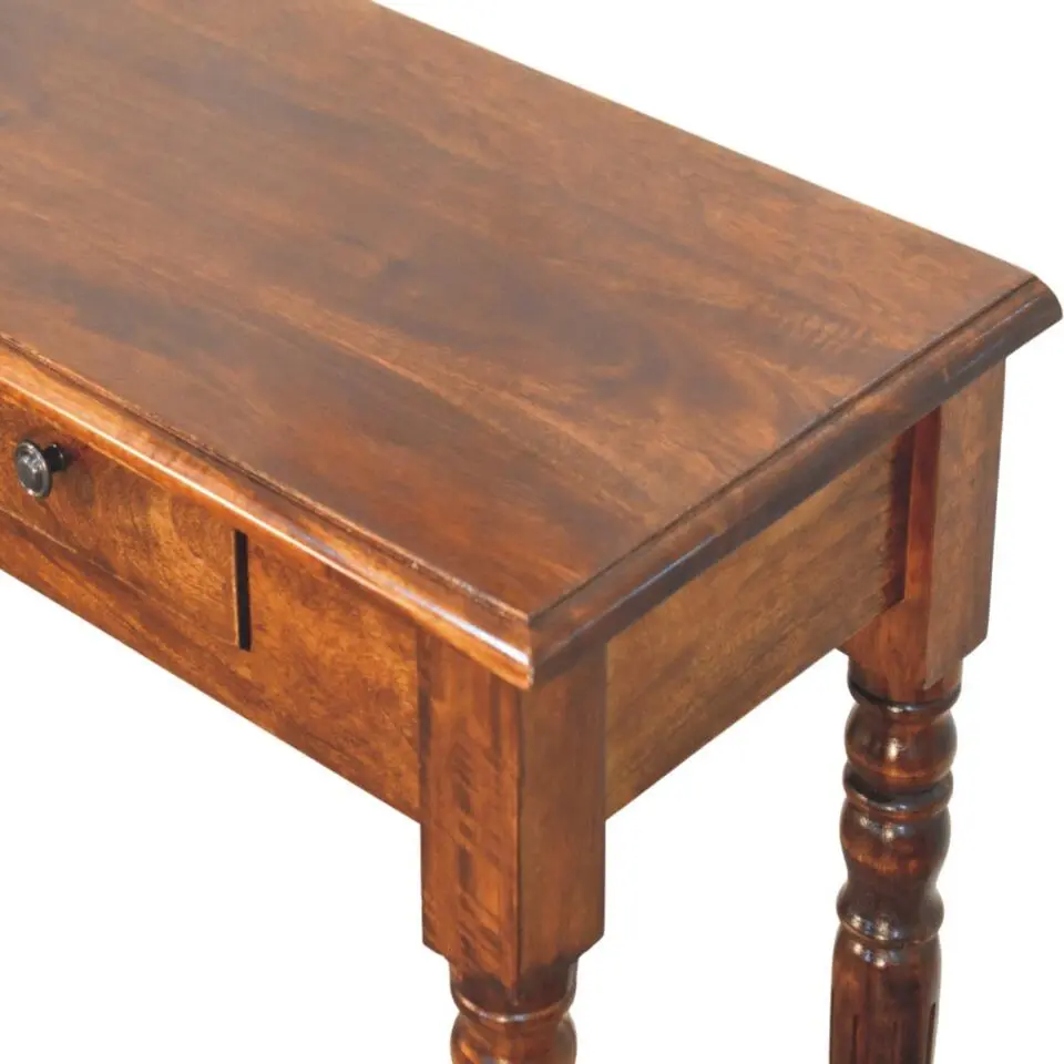 Gedraaide Poten Chestnut Console, 3 Lades, Donkerbruin