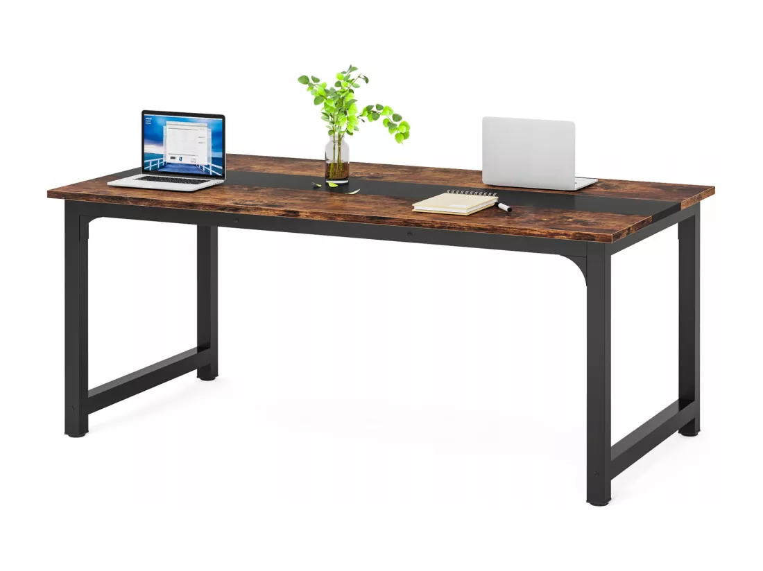 Tribesigns Bureau d'ordinateur Moderne, 160 x 80 cm, Grand Bureau, Table d'ordinateur, Bureau d'étude, Poste de Travail pour Bureau à Domicile, Rustique/Noir