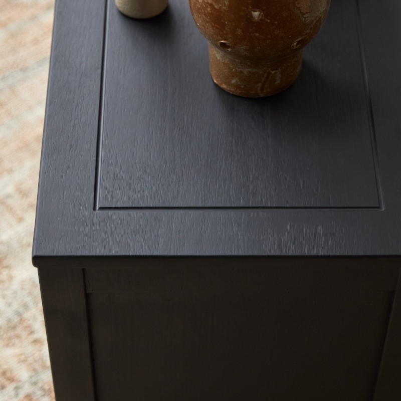 Meuble TV en pin massif L 140 cm Thaki Black