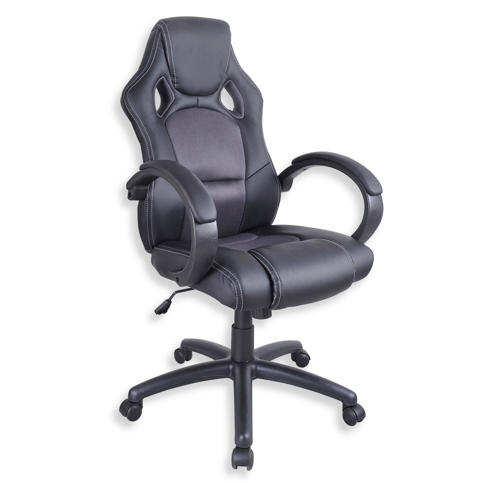 Gaming-Stuhl - schwarz-grau - Lederoptik