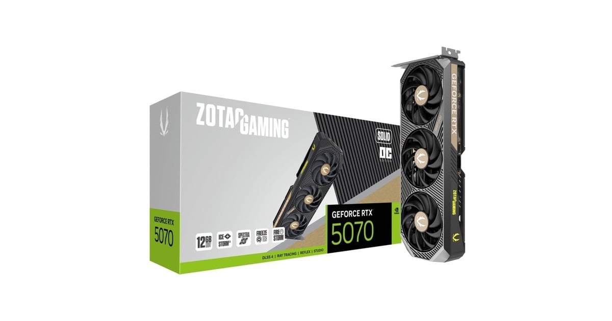 ZOTACGeforce RTX 5070 SOLID OC grafische kaart  (DLSS 4, 3x DisplayPort, 1x HDM)