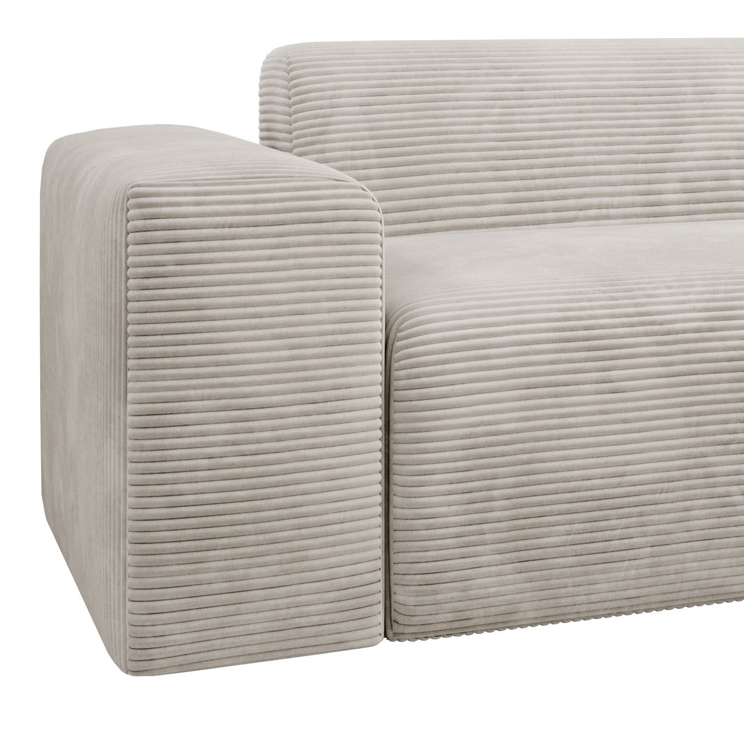 Juskys Sofa Vals Rechts mit PESO Stoff - Ecksofa Couch Wohnzimmer modern Sitzfläche - Beige