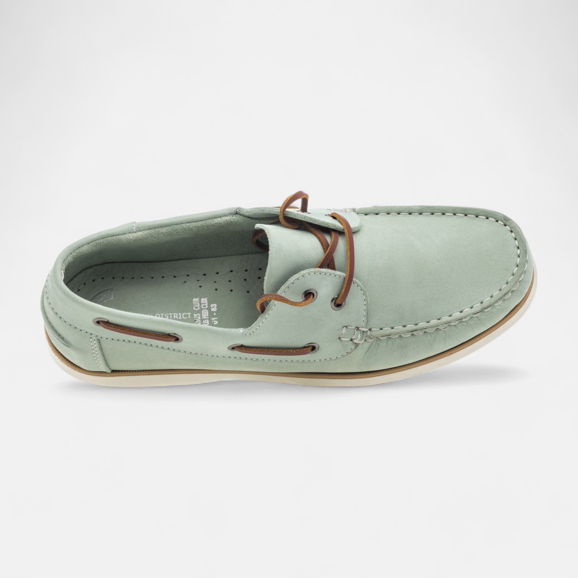 Chaussures bateau Homme en cuir vert clair