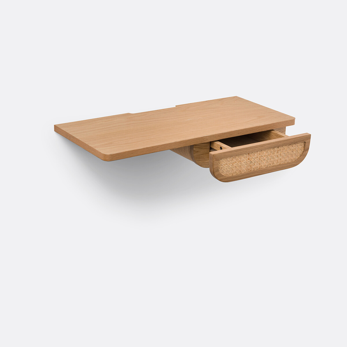 LA REDOUTE INTERIEURS<br>Mesa de cabeceira de parede com folheado de carvalho e rattan, 1 gaveta, Ajory