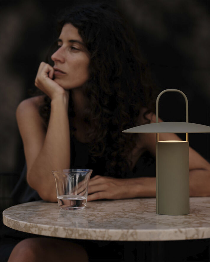 Audo Copenhagen Ray Table Lamp Portable Matt dusty green