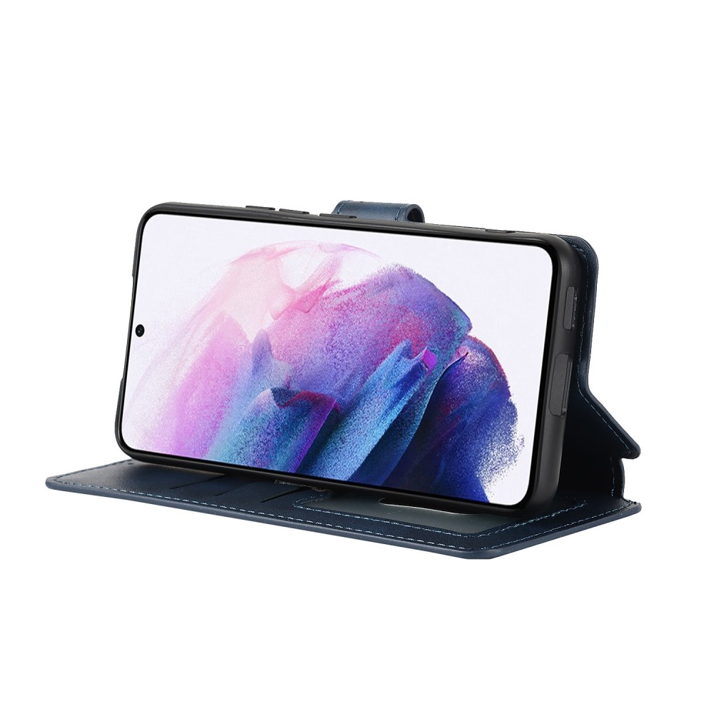 Samsung Galaxy S22 5G Leder Tasche mit Kartenfach im Retro Style - Dunkelblau