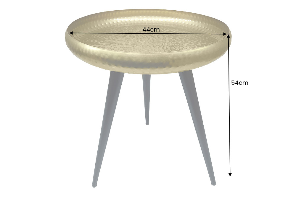 Handgefertigter Beistelltisch ORIENT 55cm messing gold rund Metall Hammerschlag Design