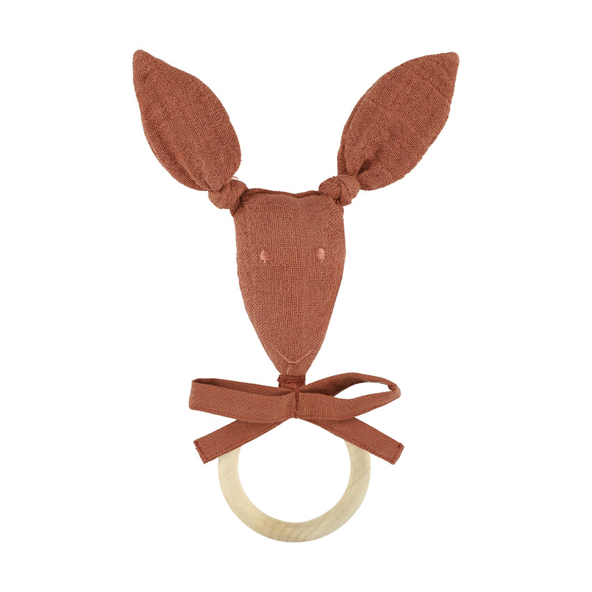 Anneau de dentition kangourou en bois Bliss rust
