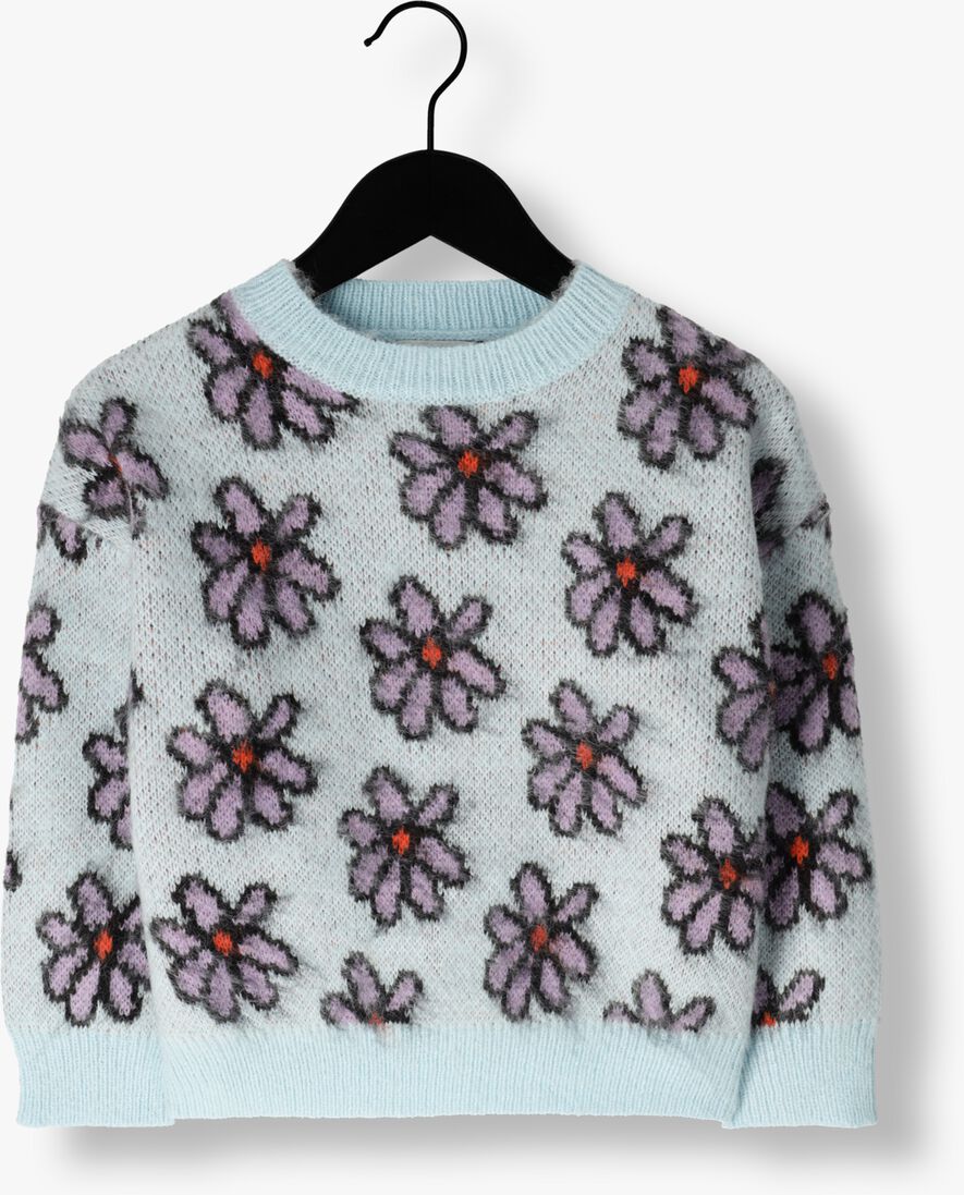 DAILY BRAT blauwe daily brat trui fluffy flower knitted sweater