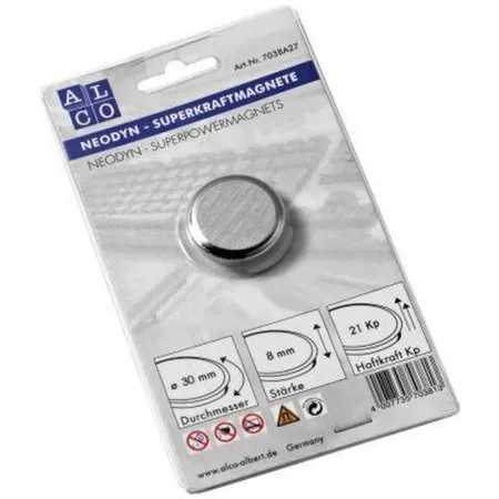 Alco 7038A27 Magnet mit 21kg Haftkraft, silber, 30mm