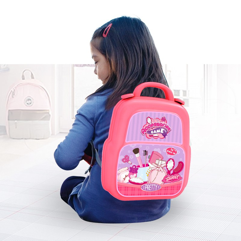 (21-tlg. Set) Kinder Beauty Koffer Make-Up Tool / Coiffeur Zubehör Lern Spielset - Pink