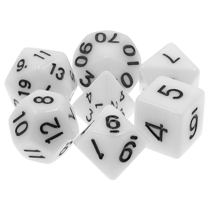 Set de dés de Jeu de Rôle : Blanc