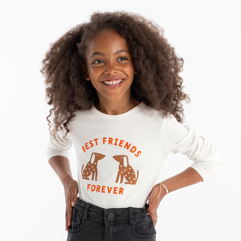 T-shirt best friends forever jaune fille