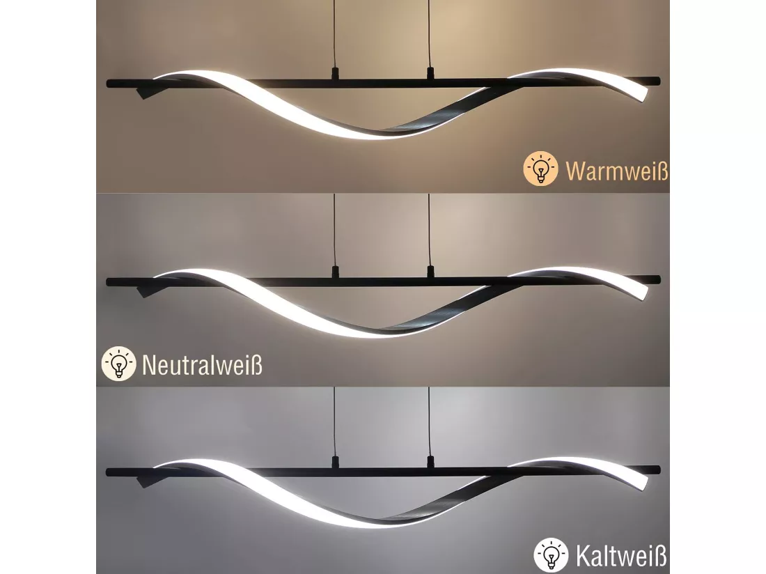 NETTLIFE Suspension LED moderne dimmable 22 W argenté Diam.100 cm aluminium Design ondulé réglable en hauteur pour salle à manger chambre