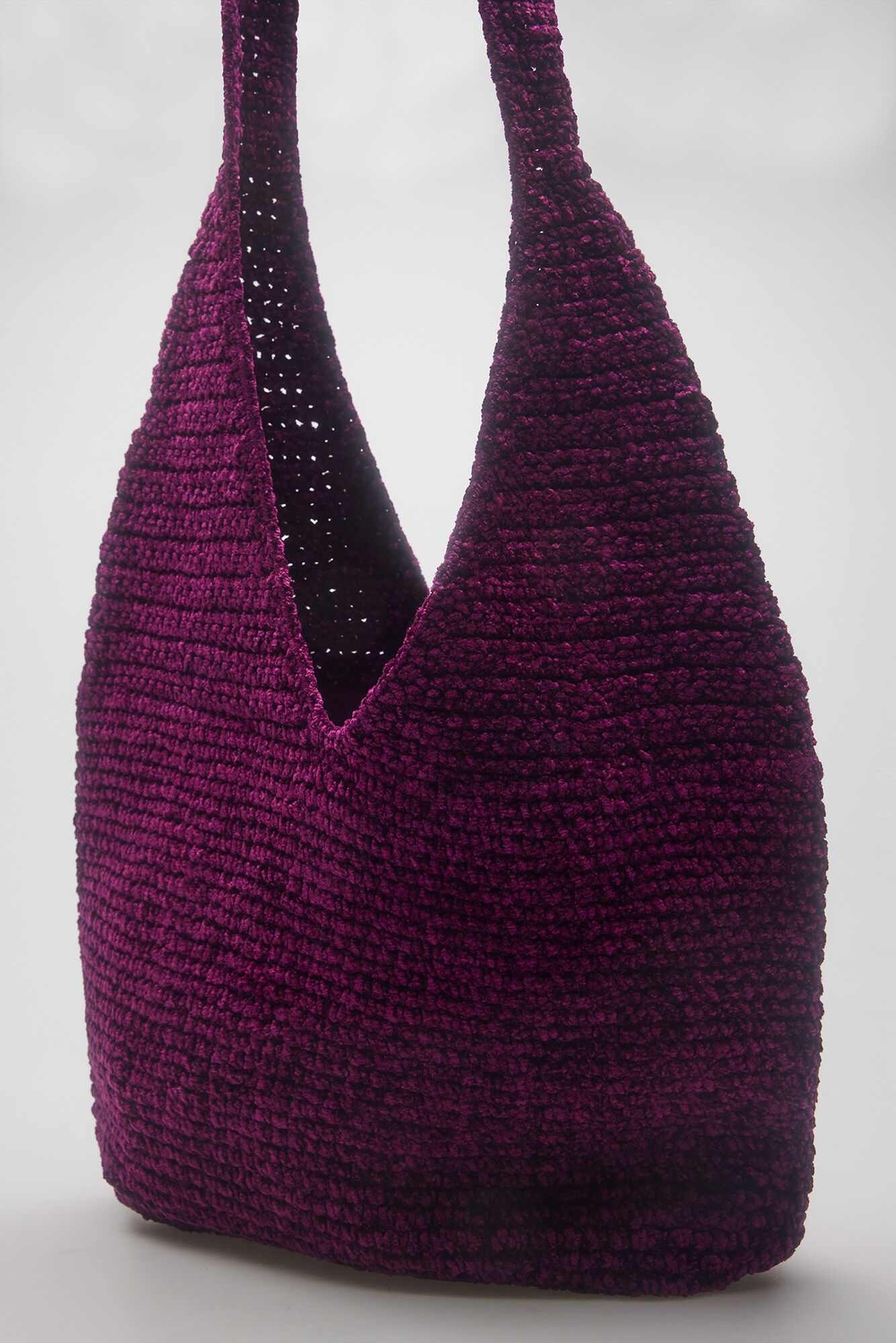 Bolsa de tricô feita de chenille reciclado
