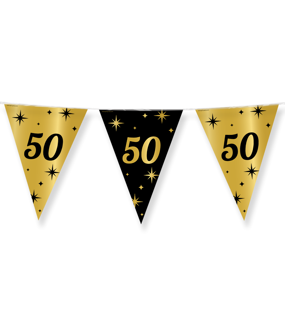 Vlaggenlijn 50 Jaar Goud Zwart 10m