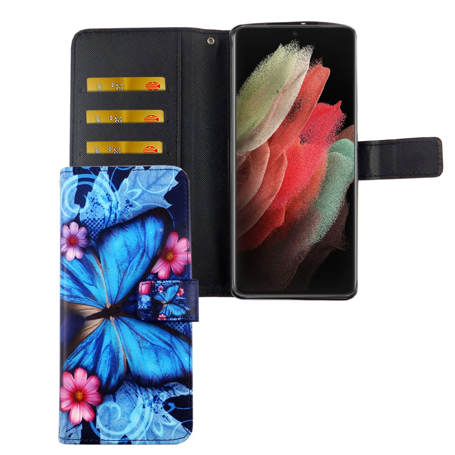 Hülle Handy Schutz für Samsung Galaxy S21 Ultra Case Cover Tasche Wallet Etui