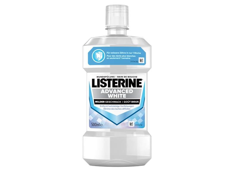 Listerine Mundspülung Advanced White Mild 500 ml Die Mundspülung für weissere Zähne