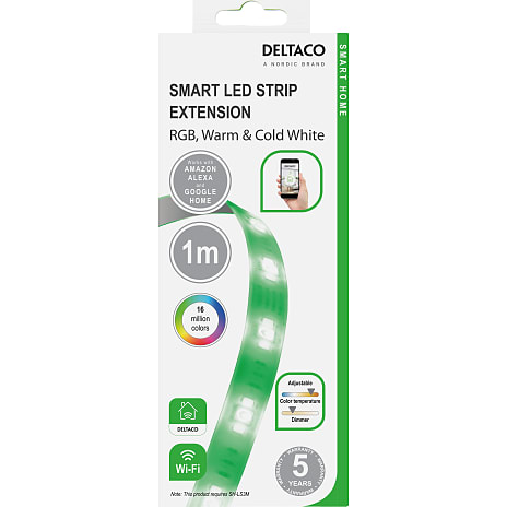 Deltaco Smart Lysrem Forlænger 1 m. (RGB)