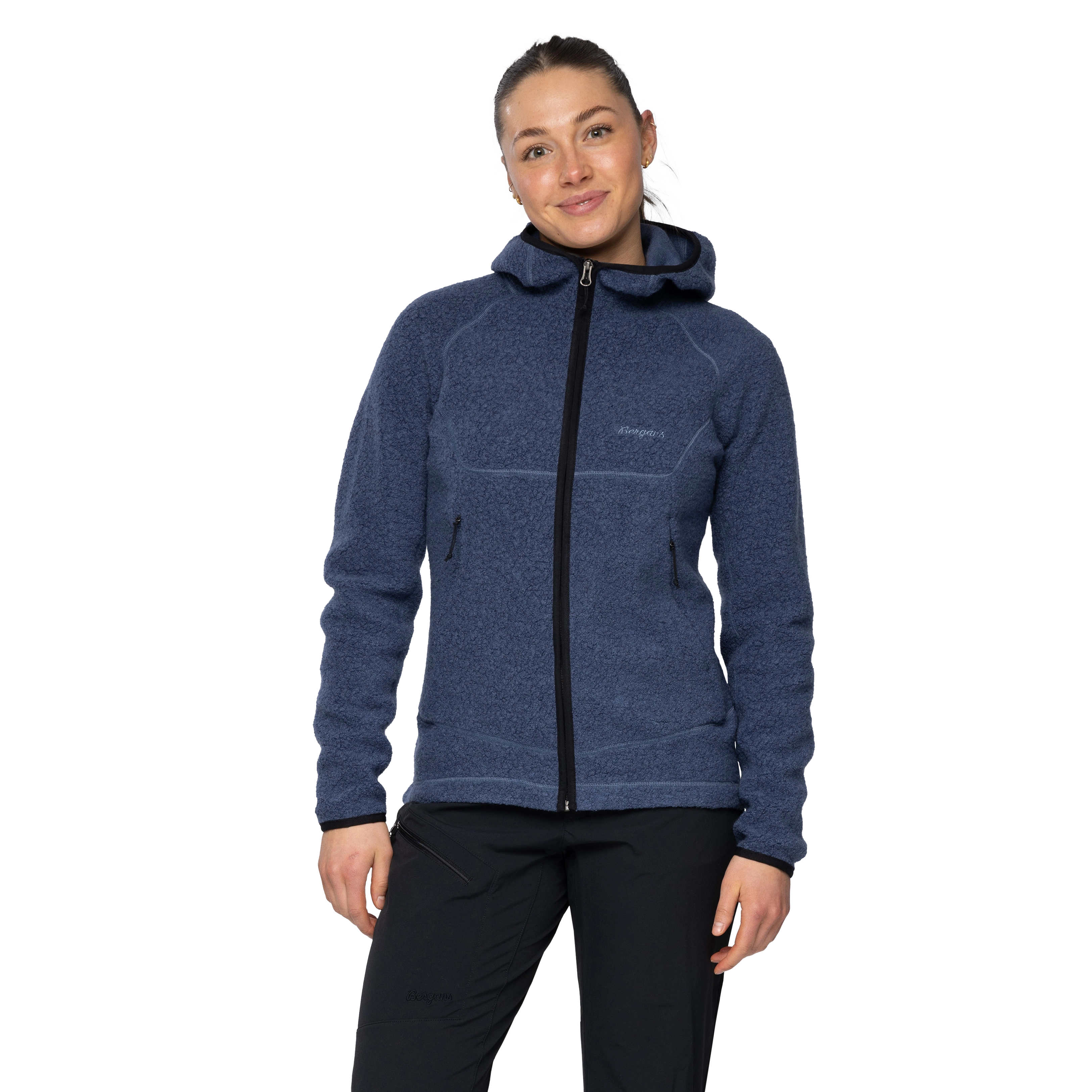 Vaagaa Merino Terry Midlayer Hoodie Women Granite Blue