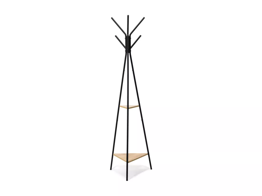 Gubinde - Portemanteau en métal 180x50 cm avec 2 étagères en bois