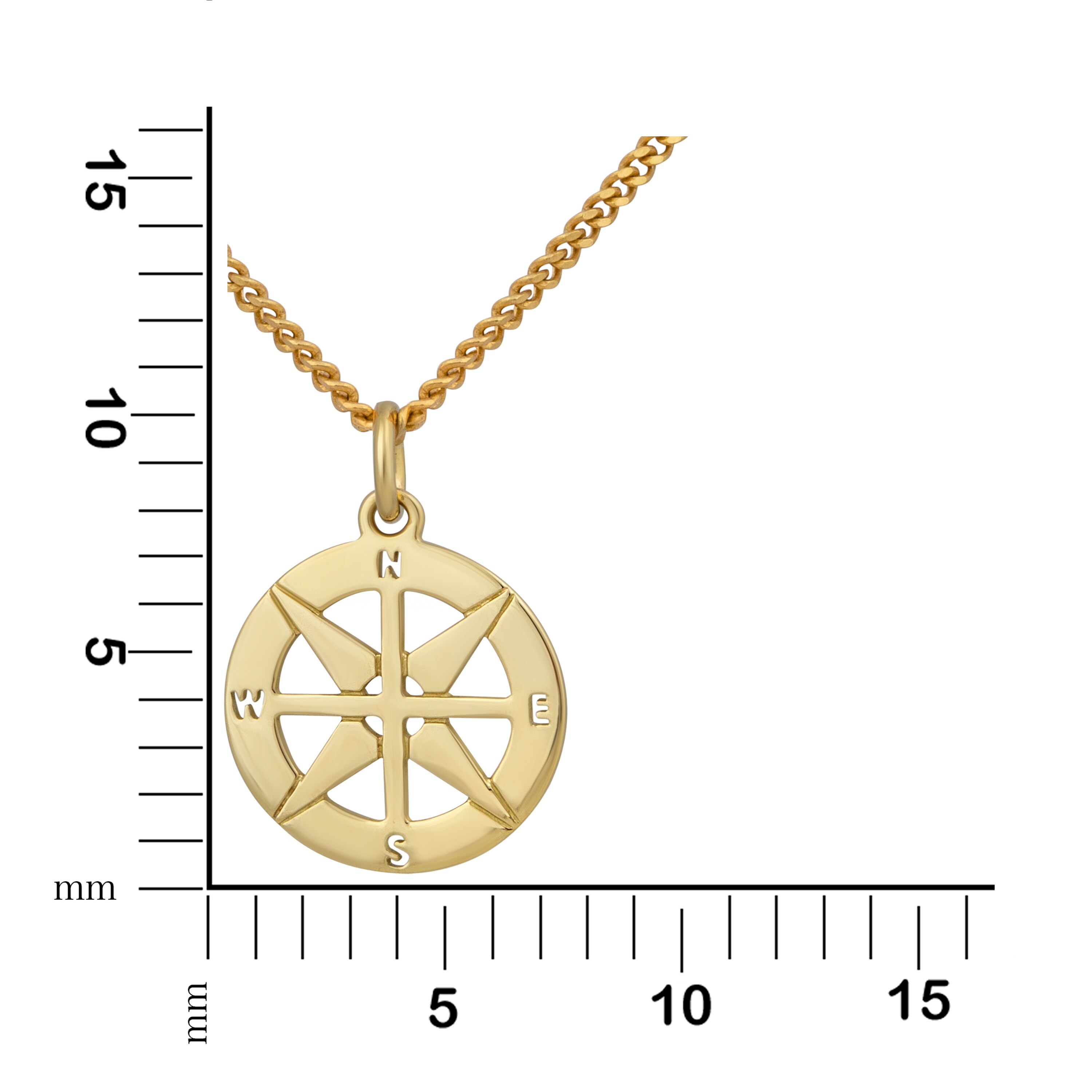 Orolino Halskette Gold 375 mit Kompass-Motiv 42/45cm lang