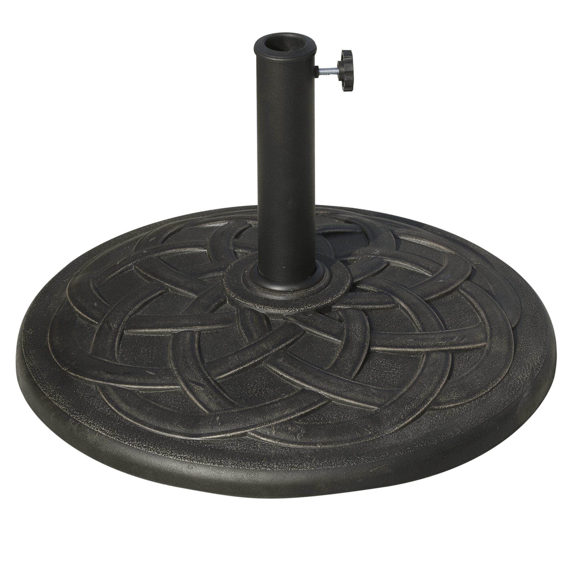 Base para guarda-sol de jardim Outsunny, peso líquido 19 kg, suporte para guarda-sol adequado para hastes de 38 mm/48 mm, resina para pátio externo e terraço, Ø54,5 x 34 cm, bronze