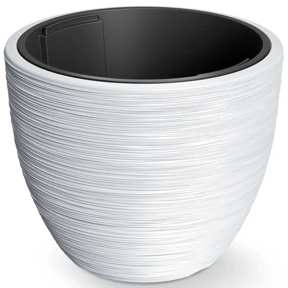 Prosperplast Plantenpot Furu Stripes - kunststof - wit - 40x40 cm