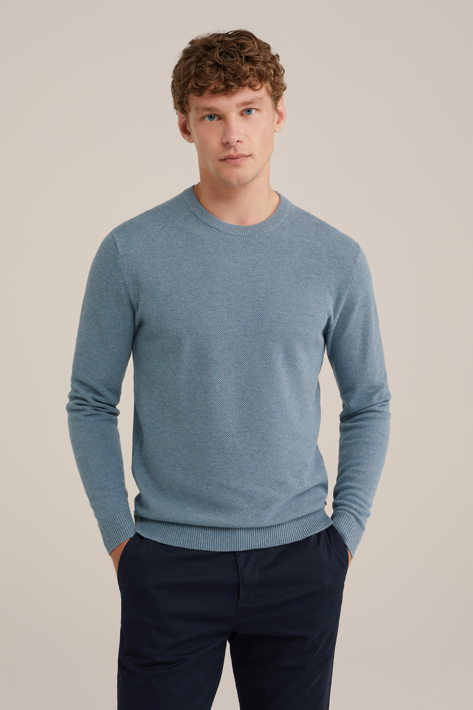 trui met structuur WE Fashion Lichtblauw
