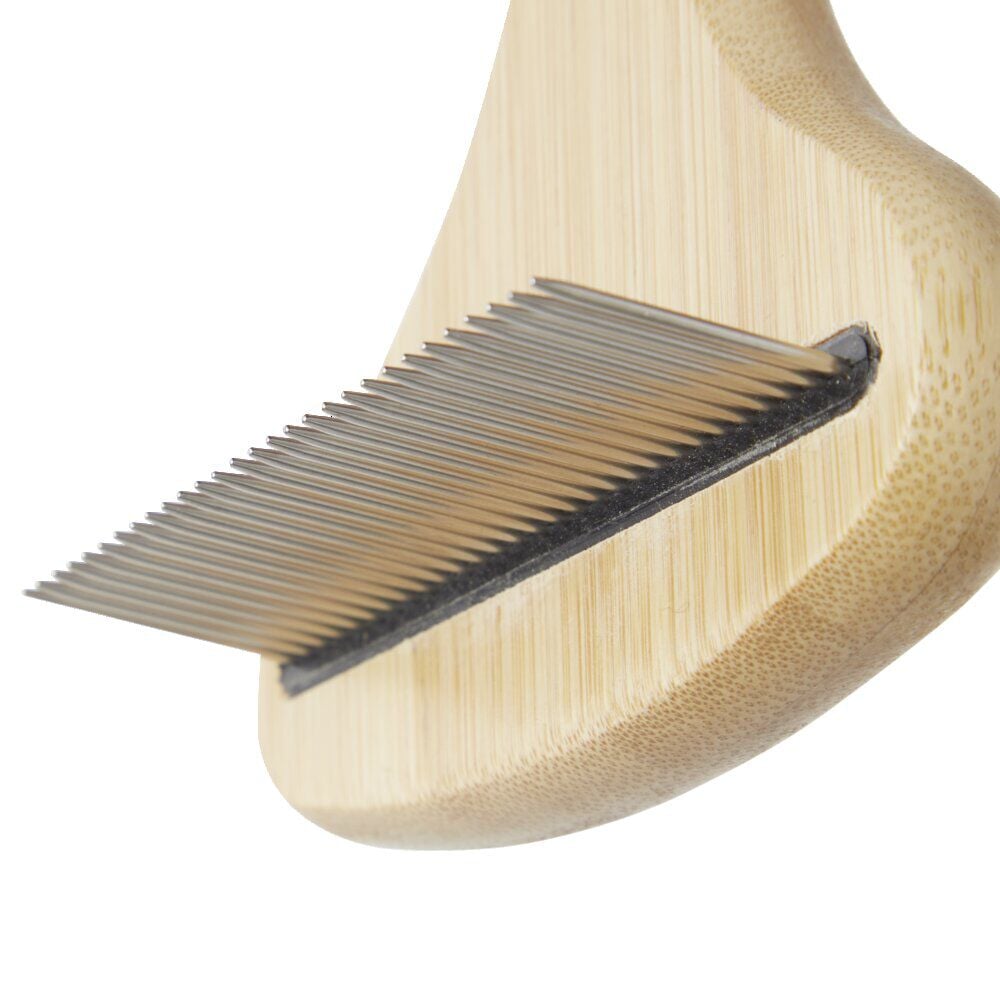 Brosse fine pour animaux en bambou et inox