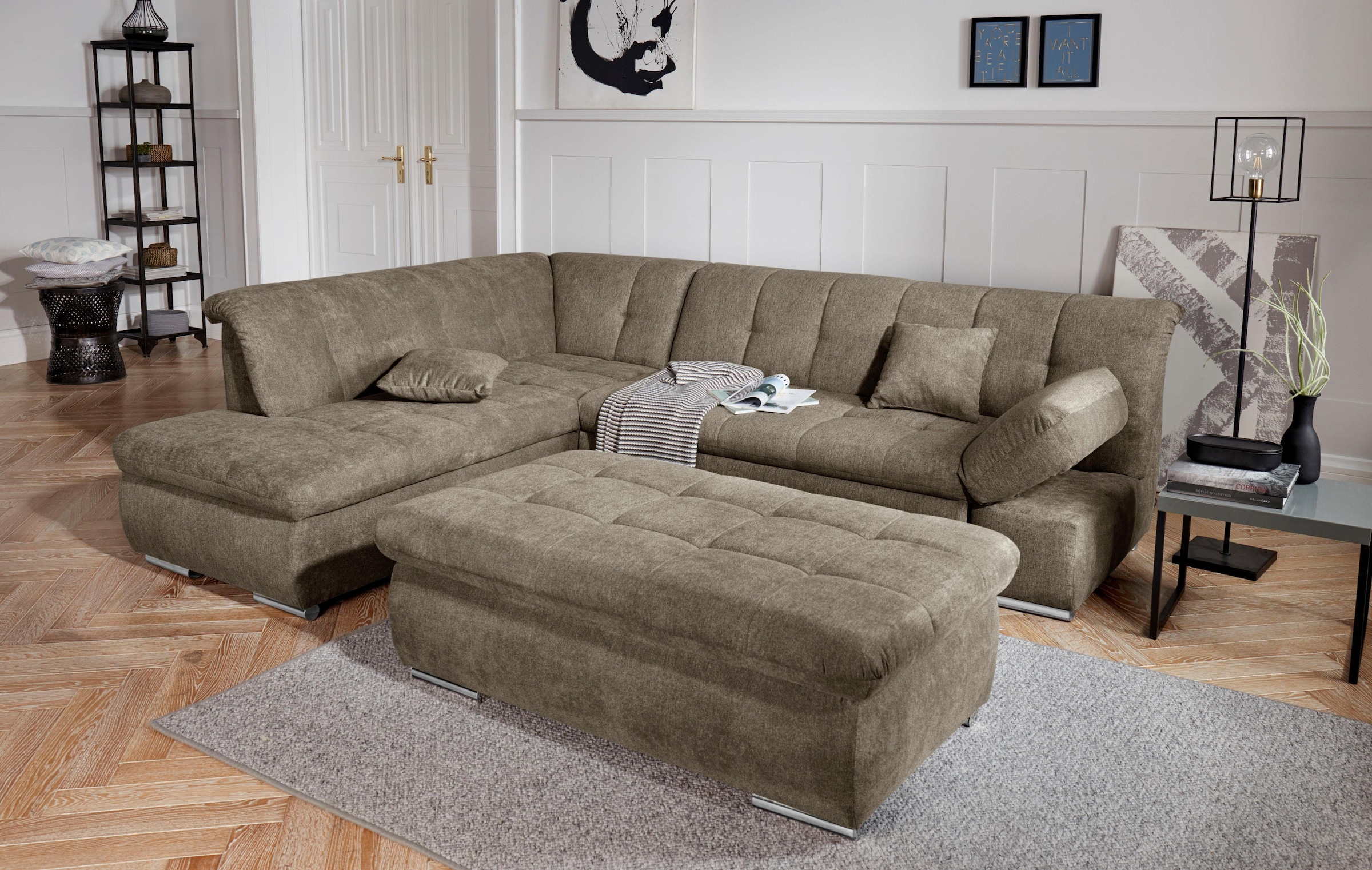 DOMO collection Ecksofa »Mona L-Form bequem und komfortabel, Breite 271cm, L-Form« wahlweise mit Bett- und Armlehnfunktion