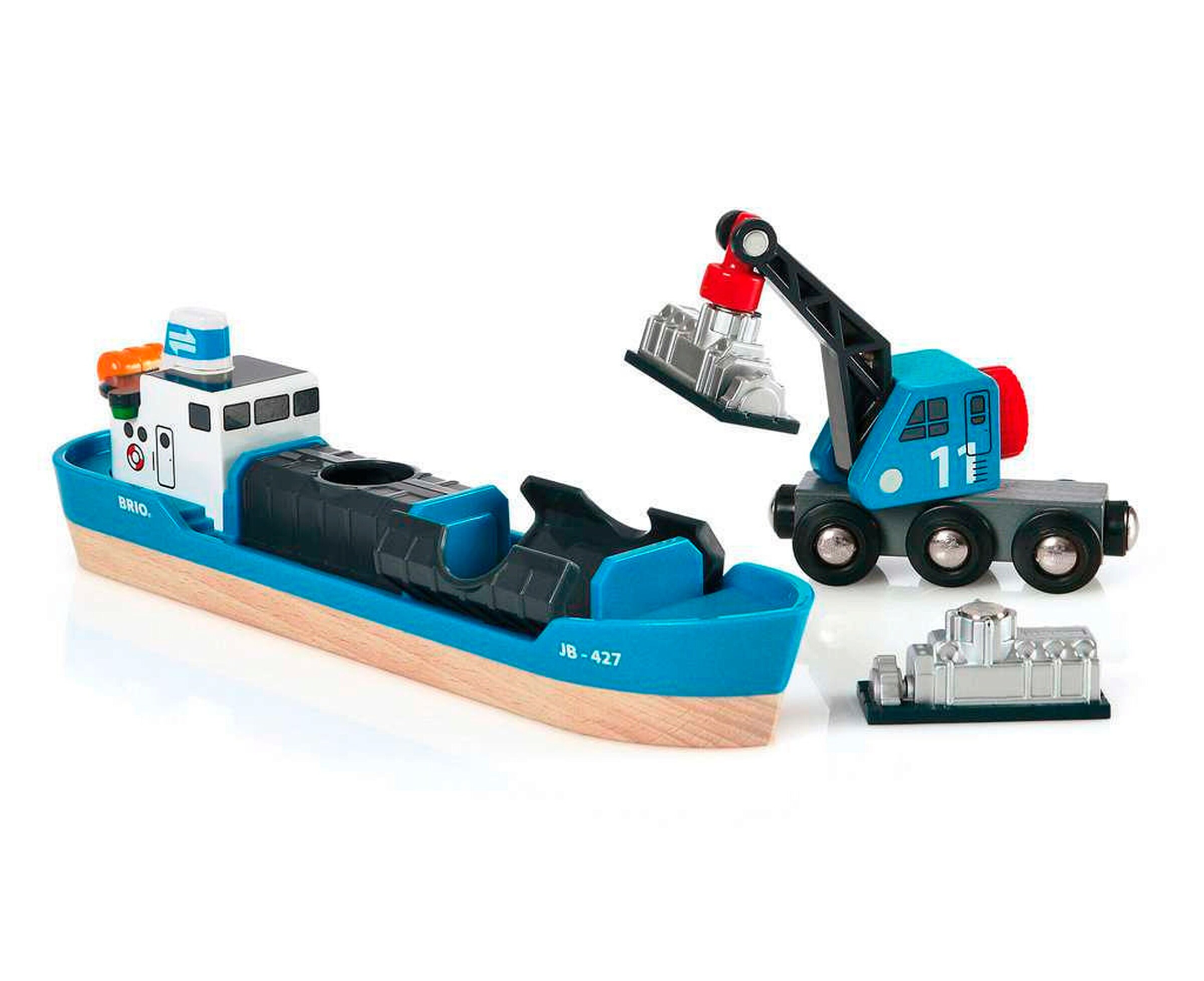 BRIO Containerschiff mit Kranwagen