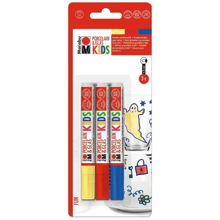 Marabu Porcelain & Glas KIDS, Fun 3er Sortierung, Universalspitze 1 3 mm