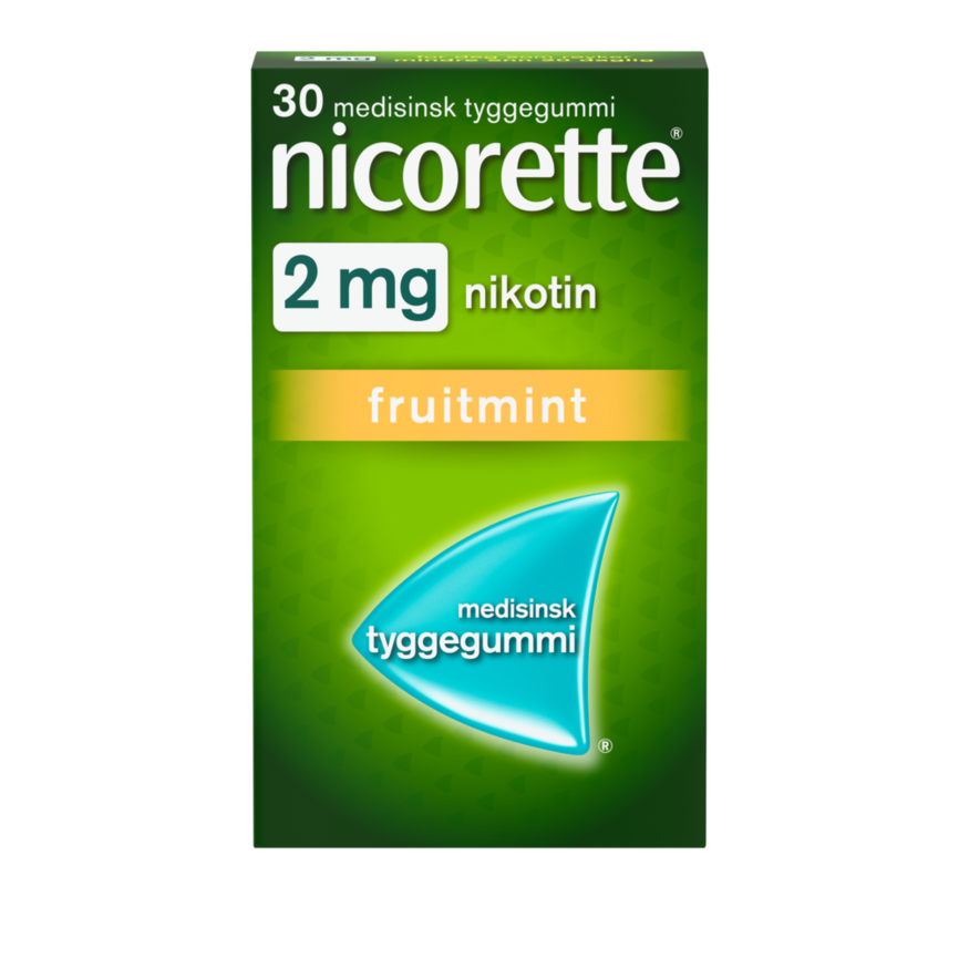 Nicorette Fruitmint tyggegummi 2 mg nikotin, slutte å røyke