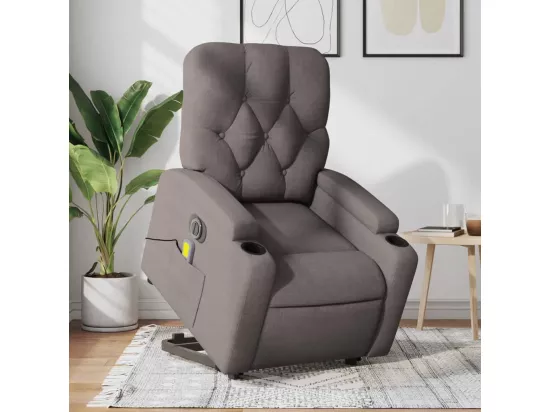 Fauteuil inclinable massant électrique Taupe Tissu