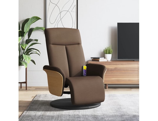 VIDAXL - Fauteuil Relaxation Fauteuil inclinable de massage avec repose-pieds marron tiss...