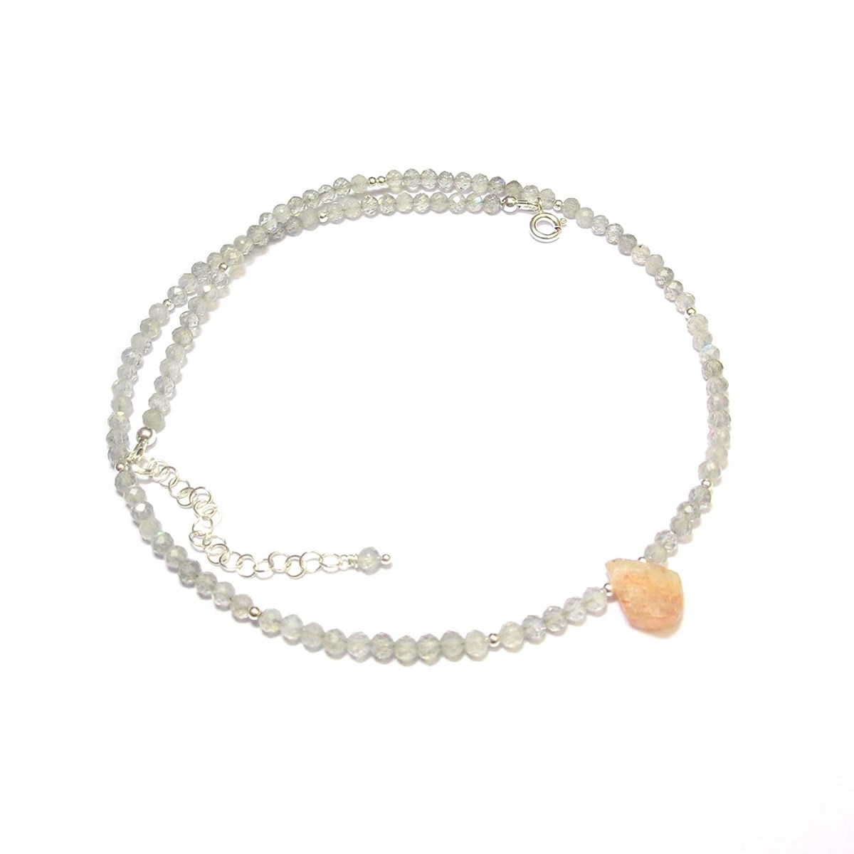 Collier Labradorite Et Pierre De Soleil Argent 925