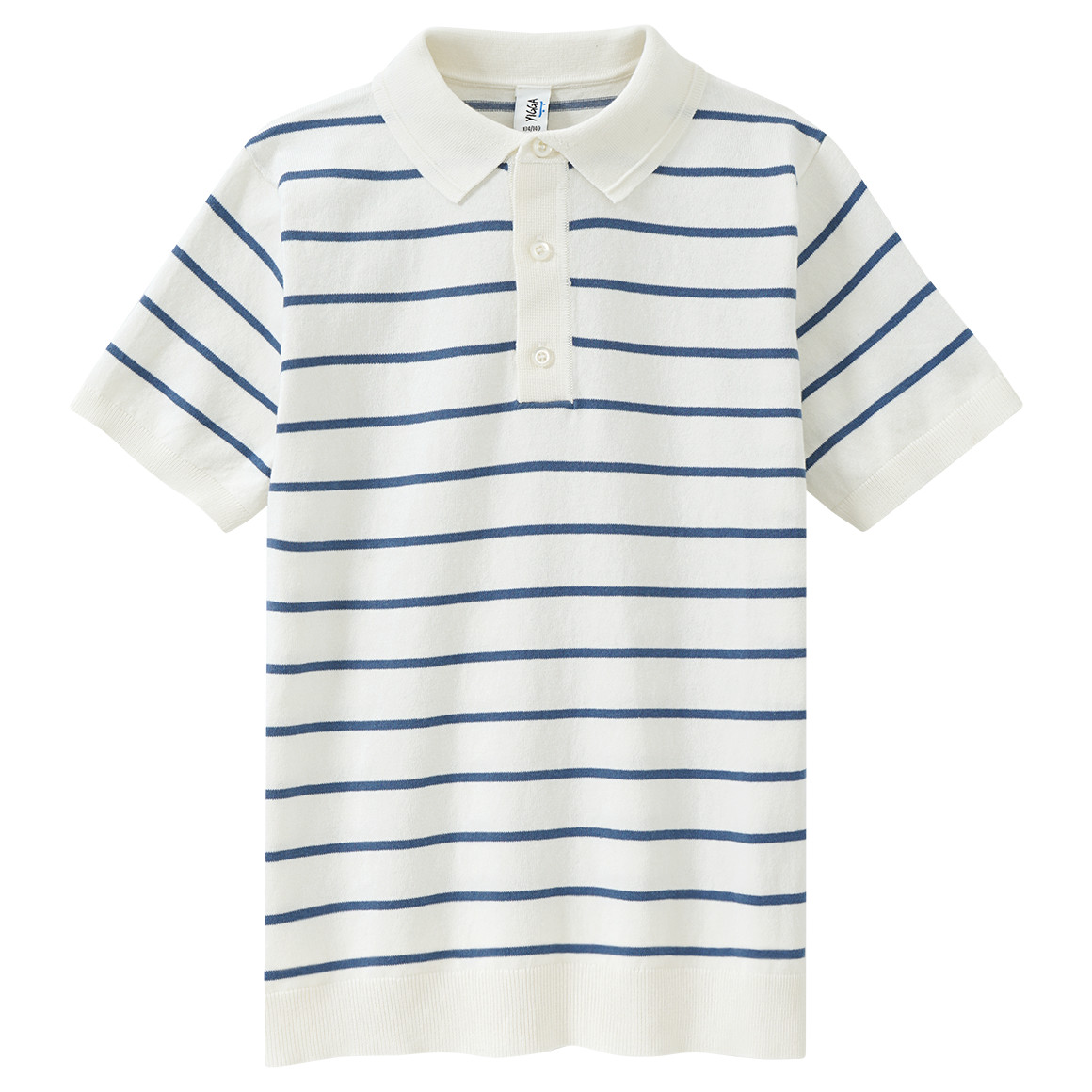 Yigga Jungen Strick-Poloshirt  mit Streifen weiss / blau