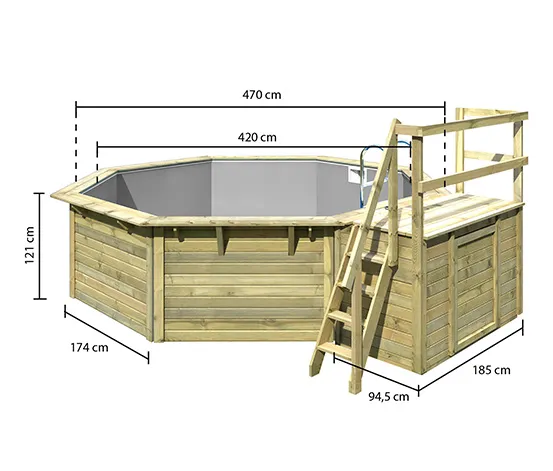 Karibu Gartenpool-Set »Modell 2« inkl. Terrasse, ca. 550 x 470 cm