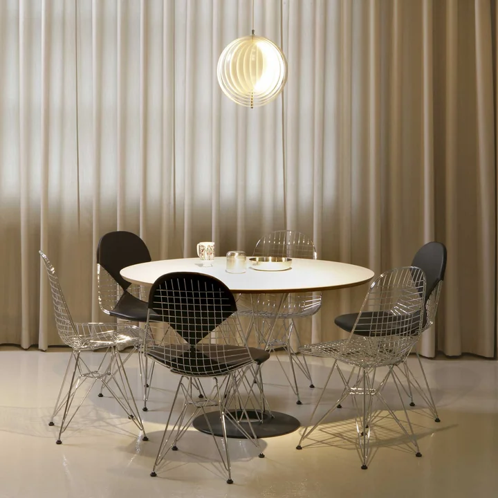 Vitra - Wire Chair DKR-2 Bikini, Untergestell basic dark, Stoff Checker schwarz/weiss, Filzgleiter (basic dark)