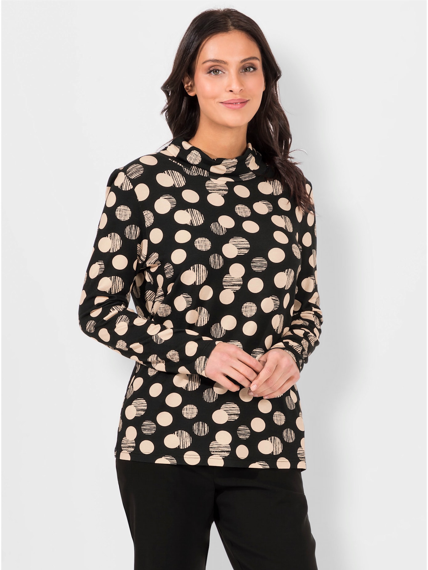 T-shirt en viscose à poids col roulé manches longues