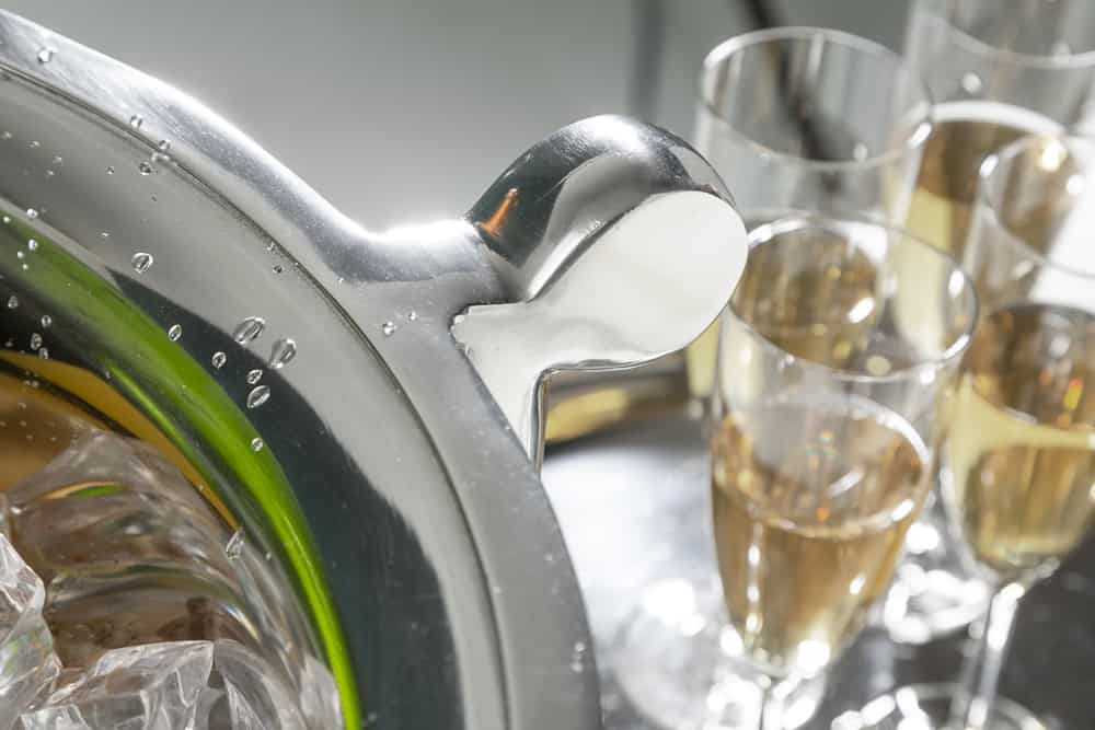 Eleganter Design Sektkühler CHAMPAGNE 40cm silber poliert Flaschenkühler