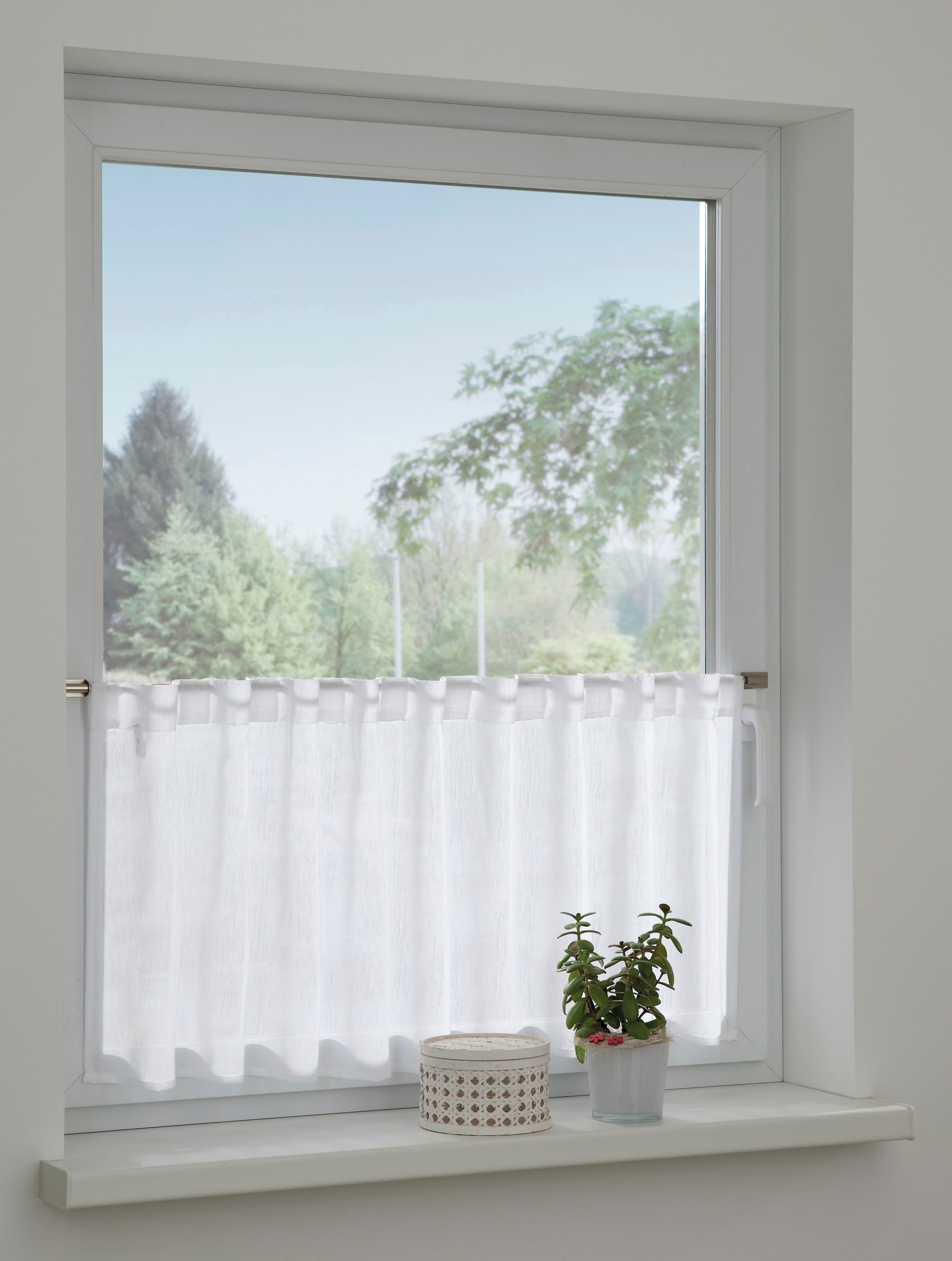 GARDINIA Gardine »Bistrogardine Jacquard-Voile« 1 Stk. tlg. transparent, Polyester, Stoff Jaquard-Voile