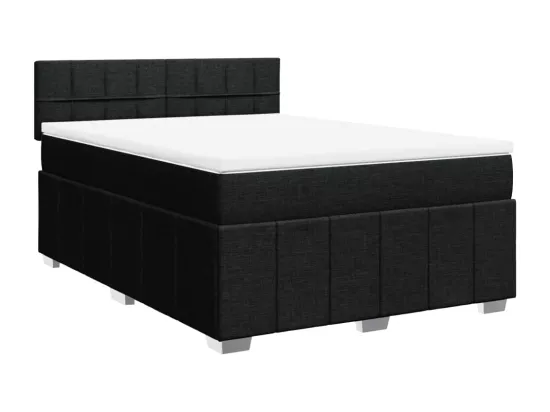 Sommier à lattes de lit avec matelas Noir 140x190 cm Tissu