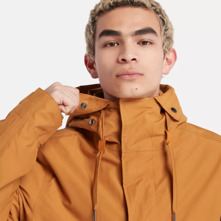 Jaqueta parka Snowdown Peak 3 em 1 com cauda de peixe, resistente à água, para homens, na cor amarela.